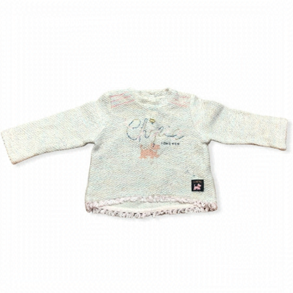 🎉3 For 15$🎉Chipie Baby Girl Sweater Cream And Sparkly Tasseled Bottom 3-6 M